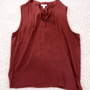 Lewit Silk Sleeveless Blouse Rust V-Neck Top Size XL